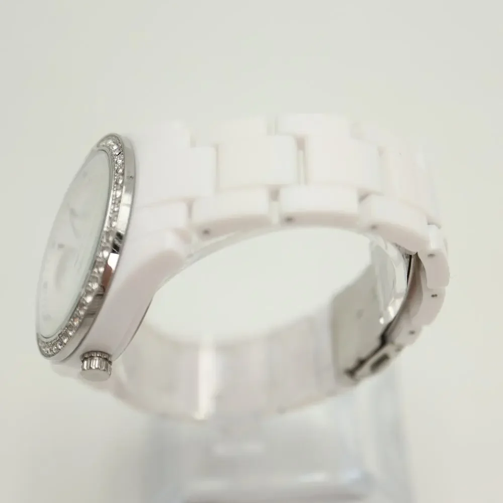 Fossil Stella Watch Women 38mm MOP White Acrylic Day Date Jewel Bezel ES1967
